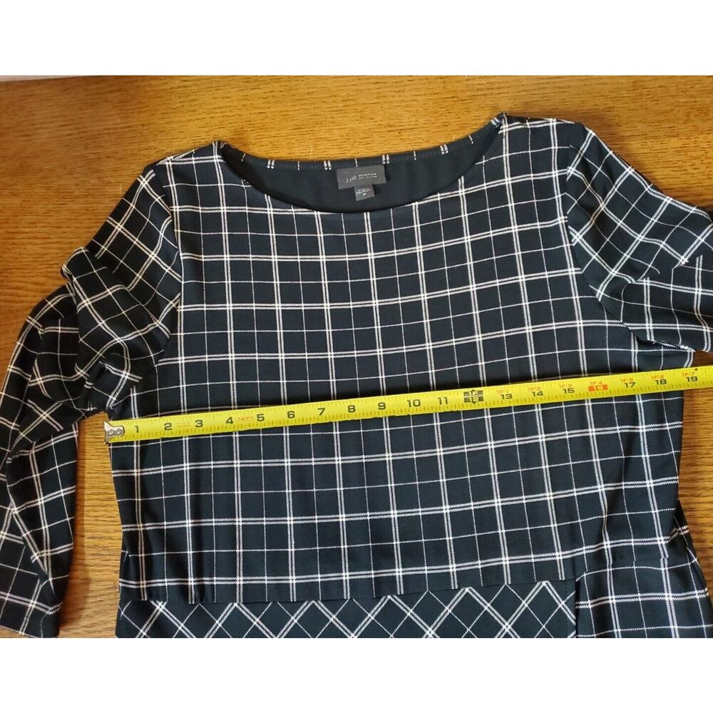 J. Jill Wearever Collection Medium Dress Stretch Knit Black‎ Plaid Wrap Front - Picture 10 of 12